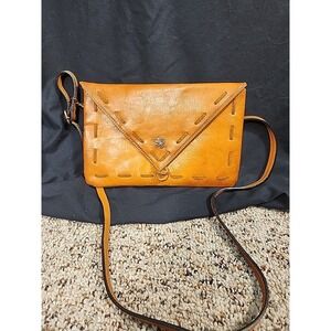 Pratesi Firenze Cognac Brown Leather Wristlet Clutch Bag Made In Italy